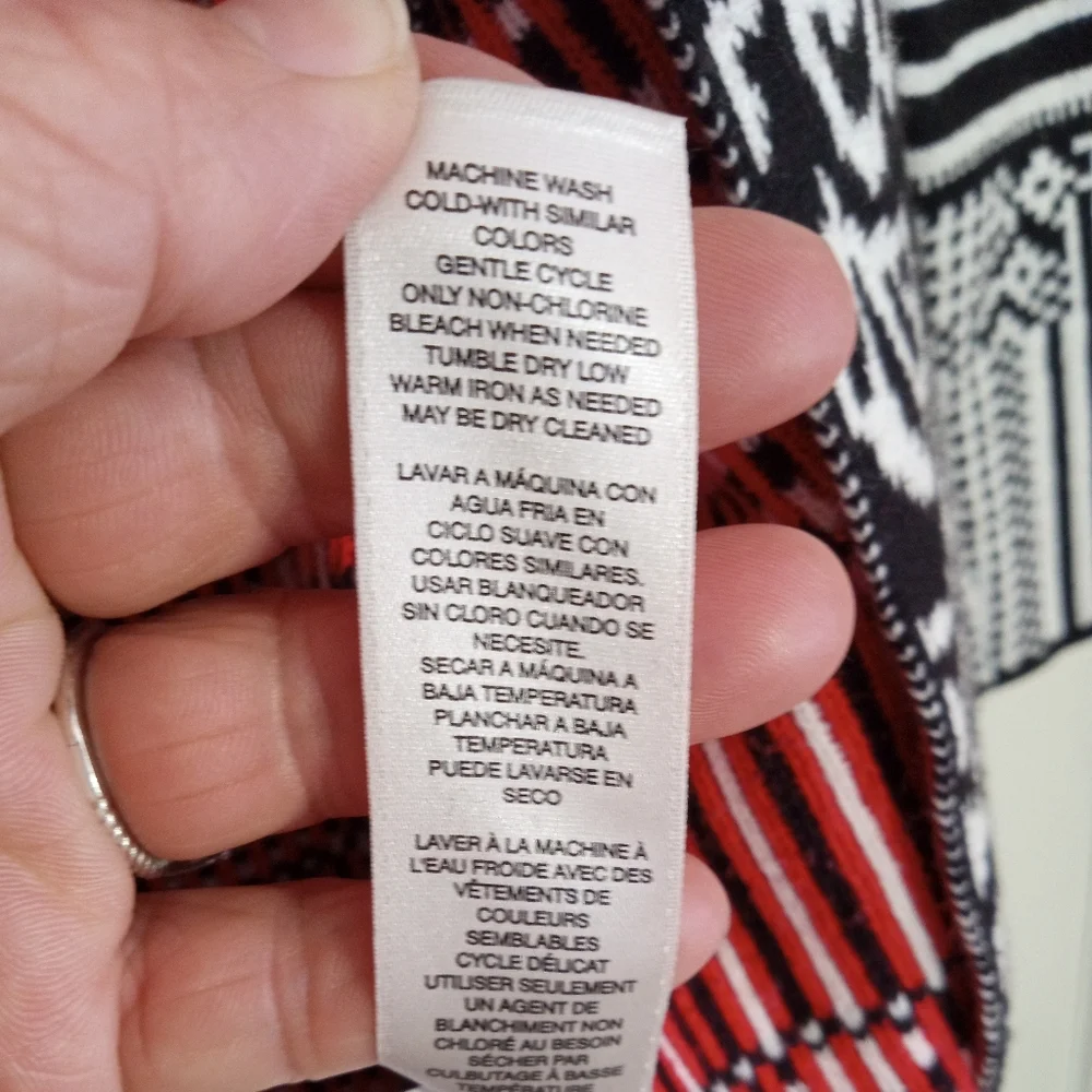 Chico's Black and Red Mixed Patterned Cardigan - Picture 8 of 10